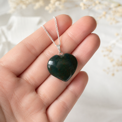 Real Bloodstone Crystal Heart Pendant, Genuine Heart Shaped Necklaces