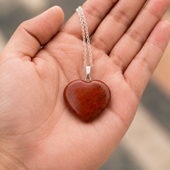 Real Red Jasper Crystal Heart Pendant, Genuine Heart Shaped