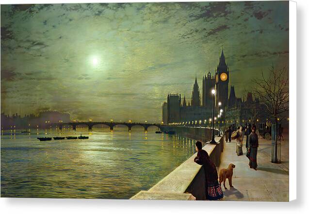 Reflections on the Thames, Westminster - Canvas Print