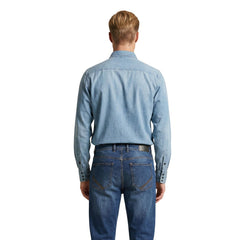 Image 3 : Replay chemise western homme pur coton, coupe ajustée portée bras croisés, look denim casual — Delvale
