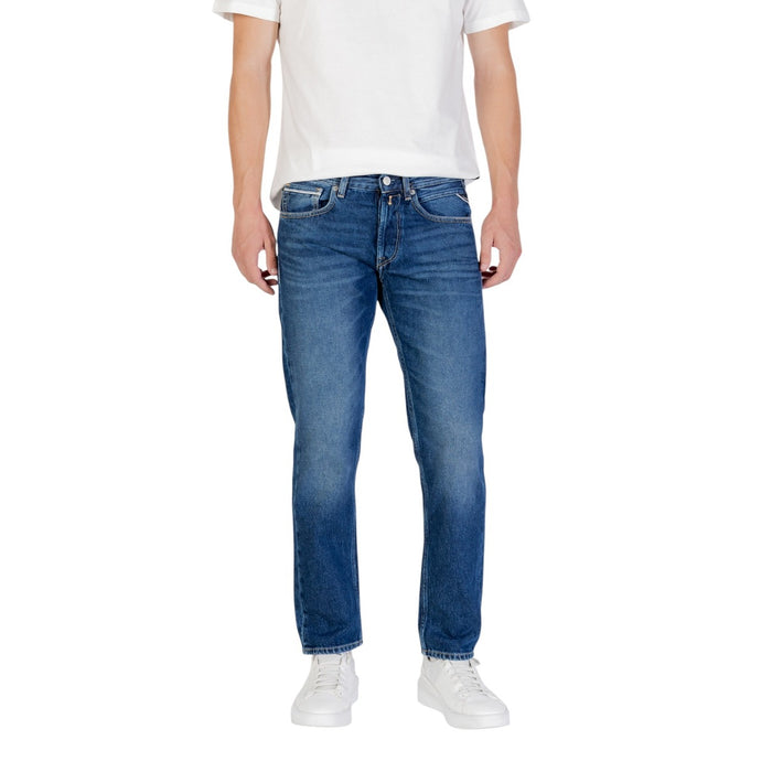 Image 1 : Jeans Replay homme bleu effet usé, coupe regular en coton — Delvale