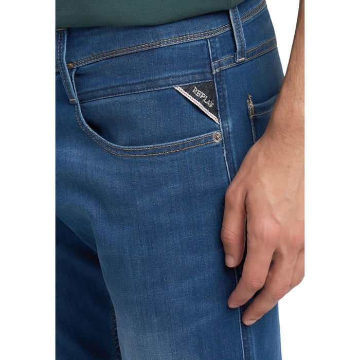 Image 4 : Détail poches frontales et finitions du jean slim Replay homme bleu medium — Delvale