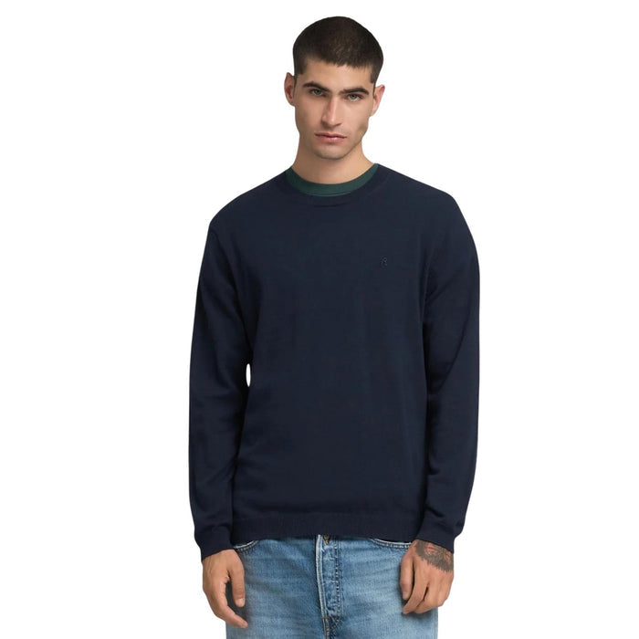 Replay Pull Homme Noir Col Rond Manches Longues
