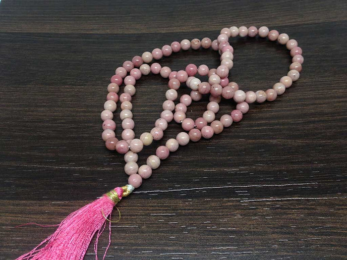 Rhodochrosite Gemstone Mala, 108 Prayer Bead Mala.