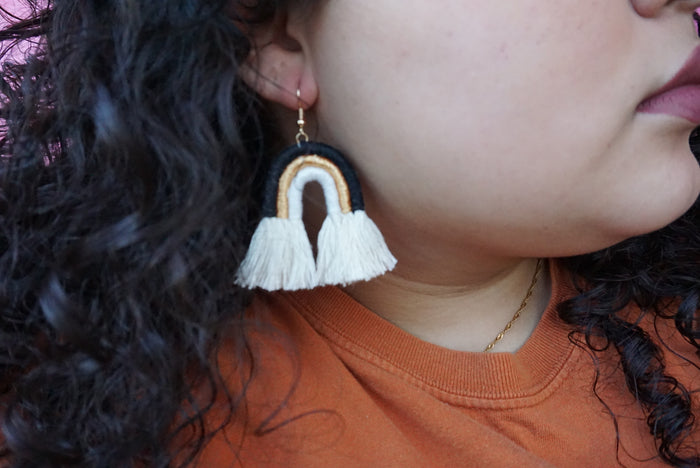 Rocio Rainbow Earrings (Black, Gold & White)