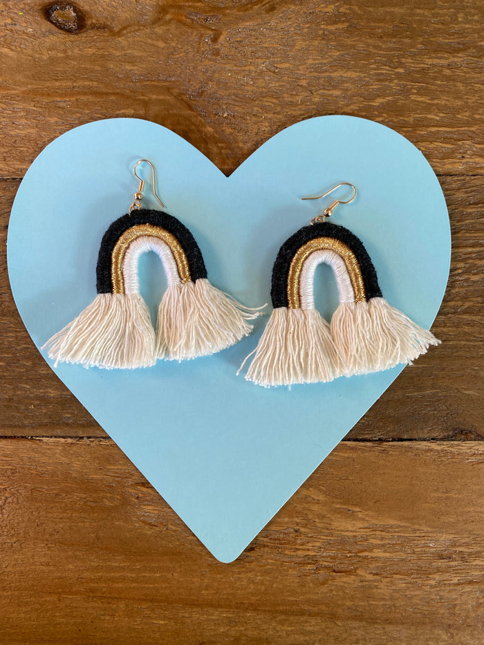 Rocio Rainbow Earrings (Black, Gold & White)