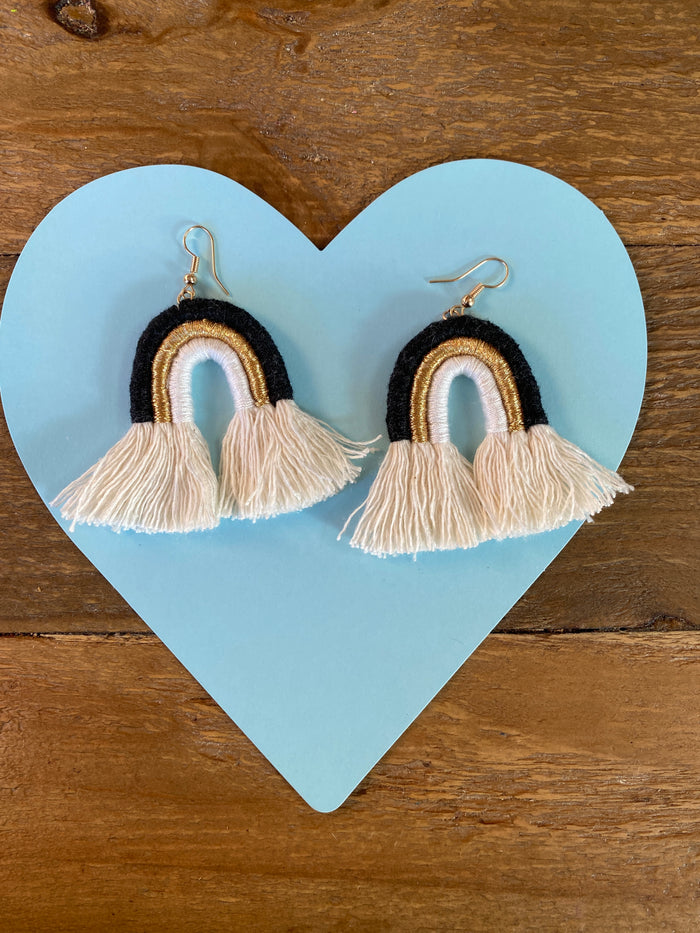 Rocio Rainbow Earrings (Black, Gold & White)