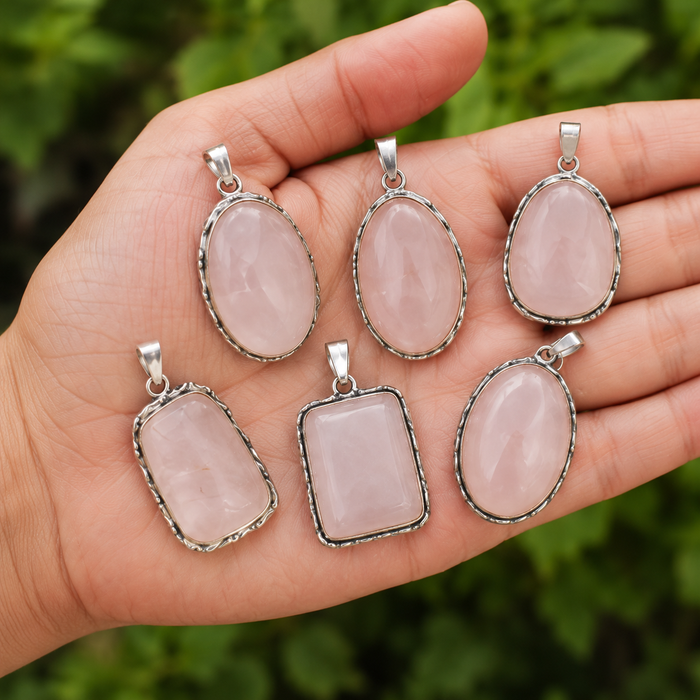 Rose Quartz Pendants – Natural Crystal Pendants Healing Gemstone Pendants