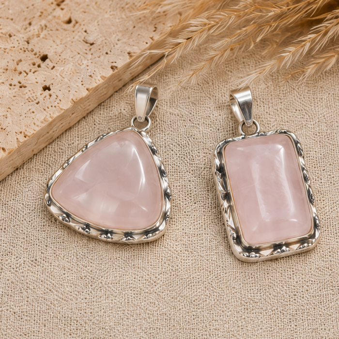 Rose Quartz Pendants – Natural Crystal Pendants Healing Gemstone Pendants