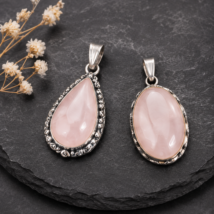 Rose Quartz Pendants – Natural Crystal Pendants Healing Gemstone Pendants