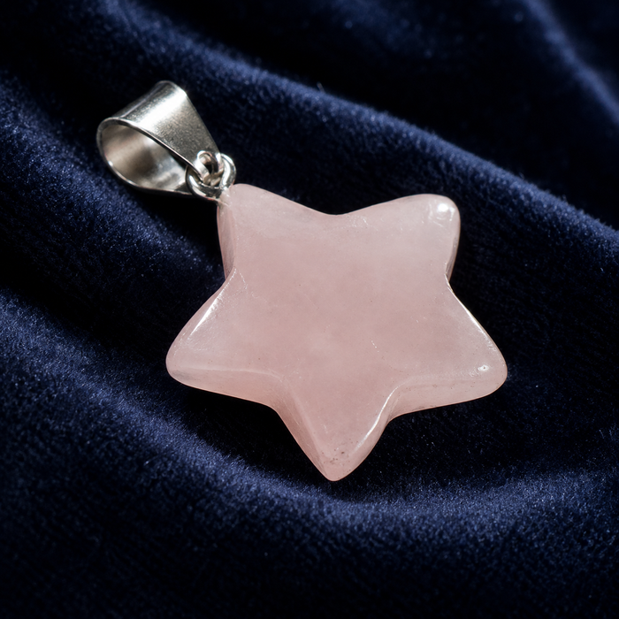 Rose Quartz Star Pendant Necklace – Natural Crystal Gemstone Jewelry