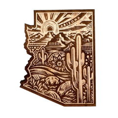 Saguaro cactus Arizona maple wood souvenir magnet, laser-cut and made in USA