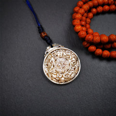 Shell Melong 1.5" - Tibetan Buddhist art, close-up detail
