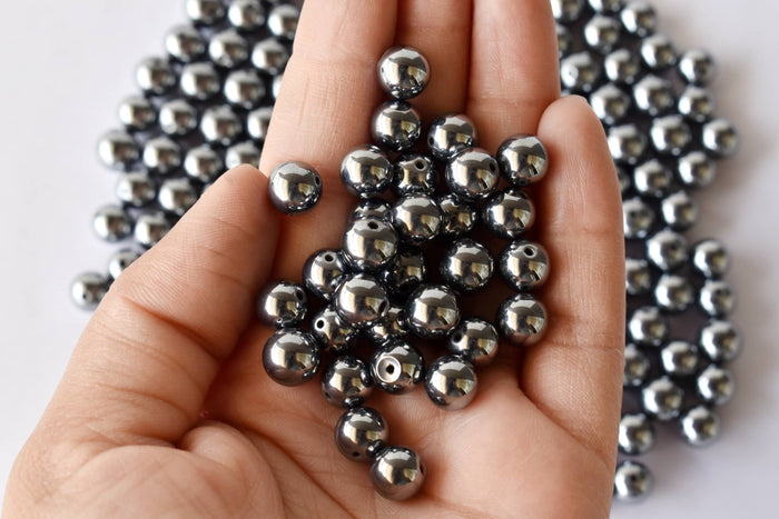 Shungite Elite Beads, Natural Round Crystal Beads 4mm to 10mm