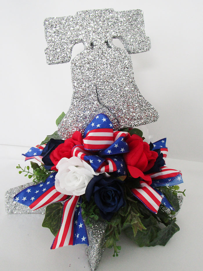 Silver Liberty Bell table centerpiece - Designs by Ginny