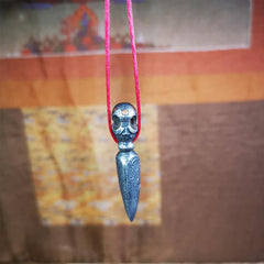 Skull Phurba - 2.24" - Tibetan Buddhist art, close-up detail
