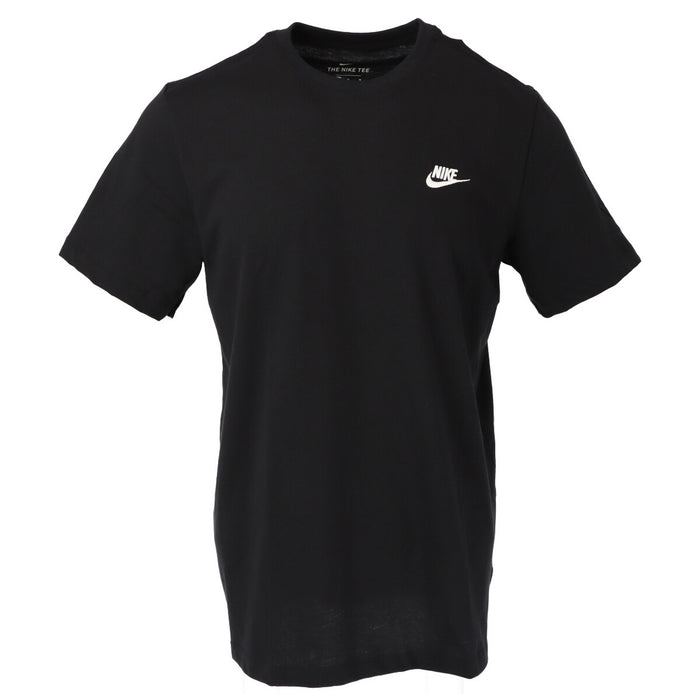 Image 1 : T-shirt Nike Club Tee homme noir à col rond avec logo Swoosh brodé blanc sur la poitrine, vue de face — Delvale