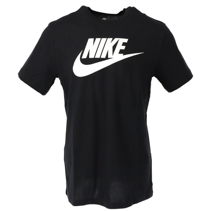 Image 1 : T-shirt Nike homme noir à manches courtes avec grand logo Futura blanc imprimé sur la poitrine, vue de face en trois quarts — Delvale