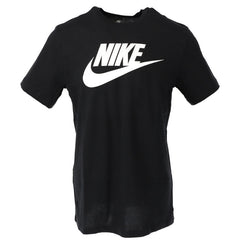 Image 1 : T-shirt Nike homme noir à manches courtes avec grand logo Futura blanc imprimé sur la poitrine, vue de face en trois quarts — Delvale