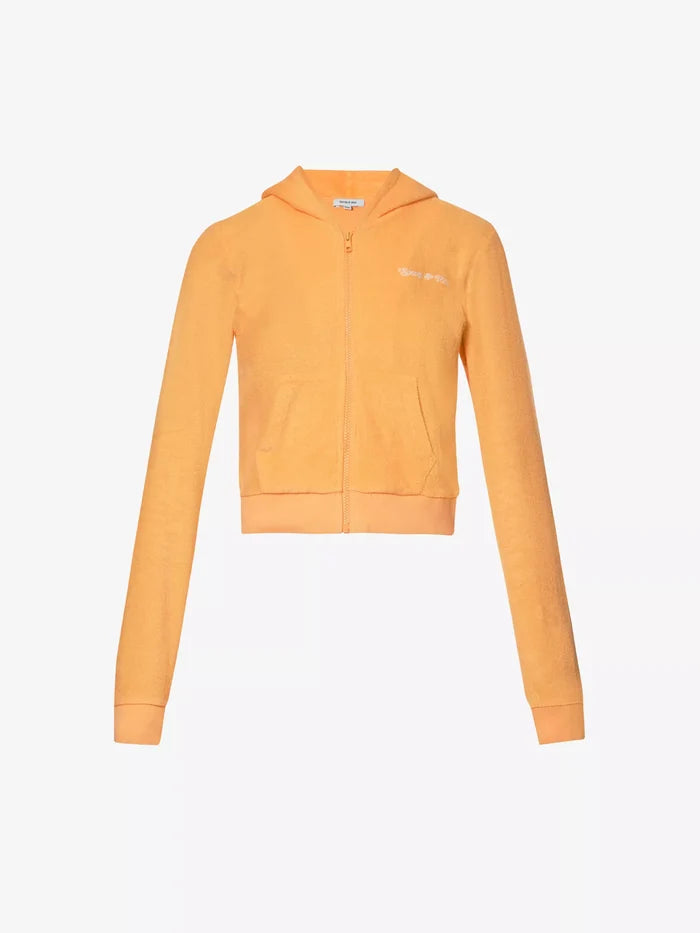 SPORTY & RICH NY Tennis Club Zip Up Orange Hoodie - House Of Huntington
