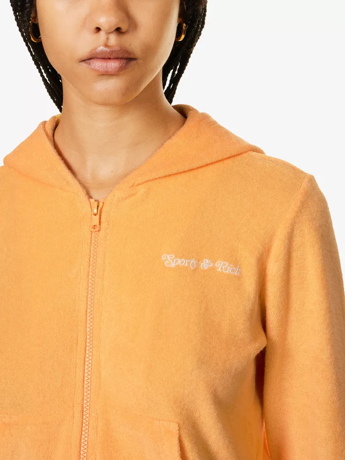 SPORTY & RICH NY Tennis Club Zip Up Orange Hoodie - House Of Huntington