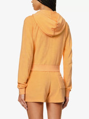 SPORTY & RICH NY Tennis Club Zip Up Orange Hoodie - House Of Huntington