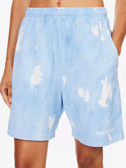 SPORTY & RICH Serif Font Logo Tie Dye Cotton Jersey Blue Shorts - House Of Huntington