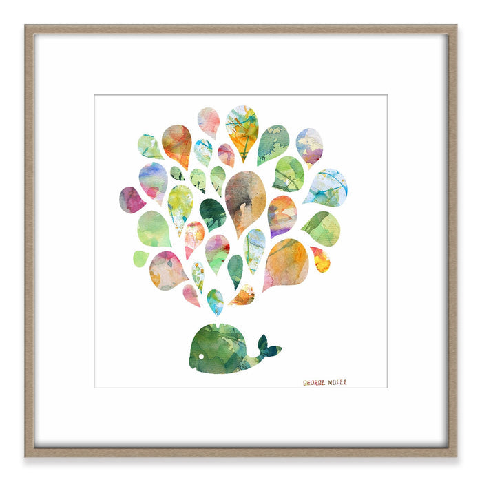 Squirting Whale Print Wall Art, Watercolor Print, Wall Décor, Abstract Art Prints, Art Painting, Kids Room Décor, Modern Wall Art, Modern
