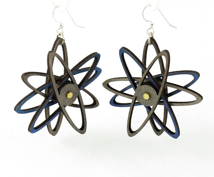 Steampunk gear earrings with industrial cog design, laser-cut and made in USA