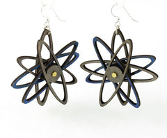 Steampunk gear earrings with industrial cog design, laser-cut and made in USA