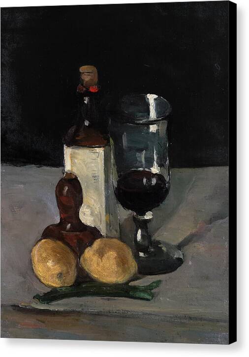 Still Life with Bottle, Glass, and Lemons - Canvas Print