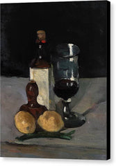 Still Life with Bottle, Glass, and Lemons - Canvas Print