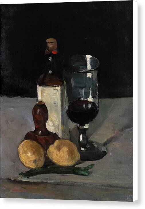 Still Life with Bottle, Glass, and Lemons - Canvas Print