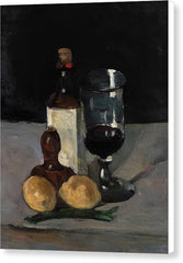 Still Life with Bottle, Glass, and Lemons - Canvas Print