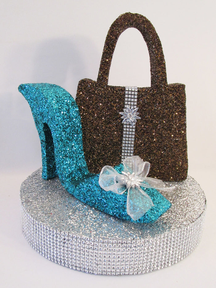 brown purse and shoe centerpiece - Designs by Ginny