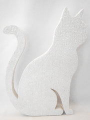 Styrofoam white cat cutout - Designs by Ginny
