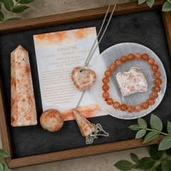 Sunstone Crystal Gift Set For Emotional Support and Protection, Real Polished Gemstones.