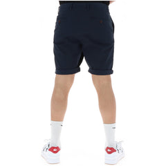 Image 2 : Short homme Superdry bleu marine, détail fermeture zip et bouton bordeaux, coupe chino droite — Delvale