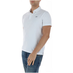 Image 3 : Détail col et boutons du polo homme Superdry blanc piqué — Delvale