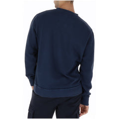 Image 2 : Détail du logo tonal Superdry en flocage bleu sur sweatshirt col rond bleu marine homme — Delvale