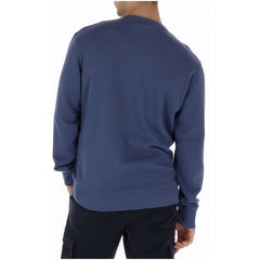 Image 2 : Vue de face du sweatshirt Superdry homme bleu, encolure ronde côtelée et manches longues à poignets côtelés — Delvale