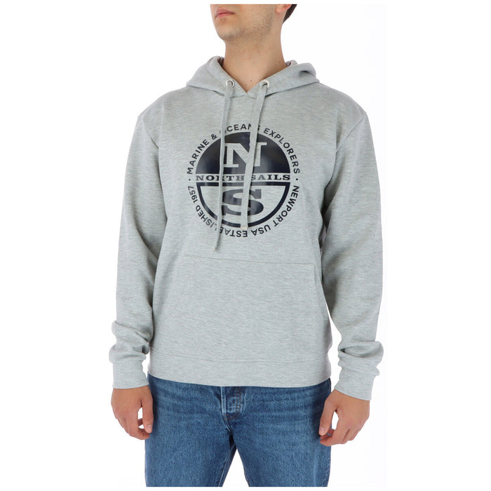Sweat capuche homme gris chiné North Sails médaillon NS imprimé poche kangourou — Delvale