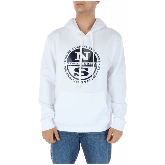 Sweat capuche homme blanc North Sails médaillon NS Newport 1957 imprimé — Delvale