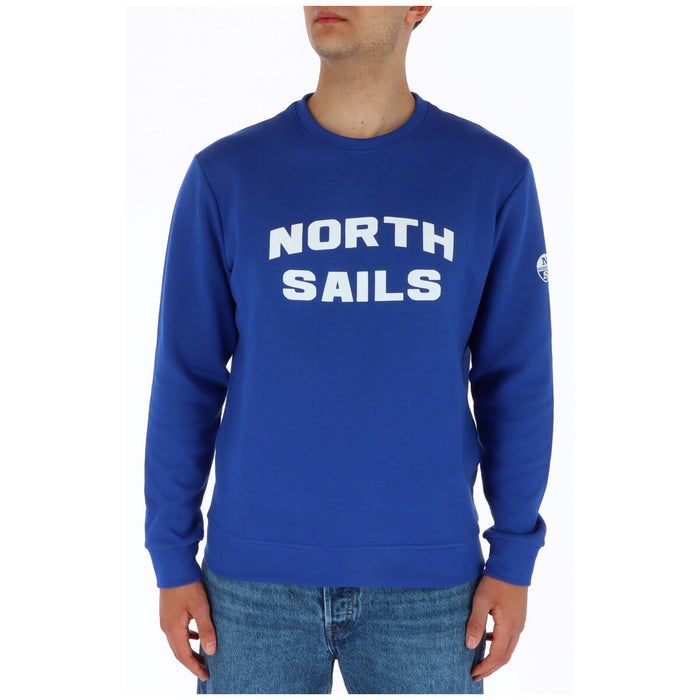 Sweat col rond homme bleu roi North Sails lettres arquées blanches imprimées buste — Delvale