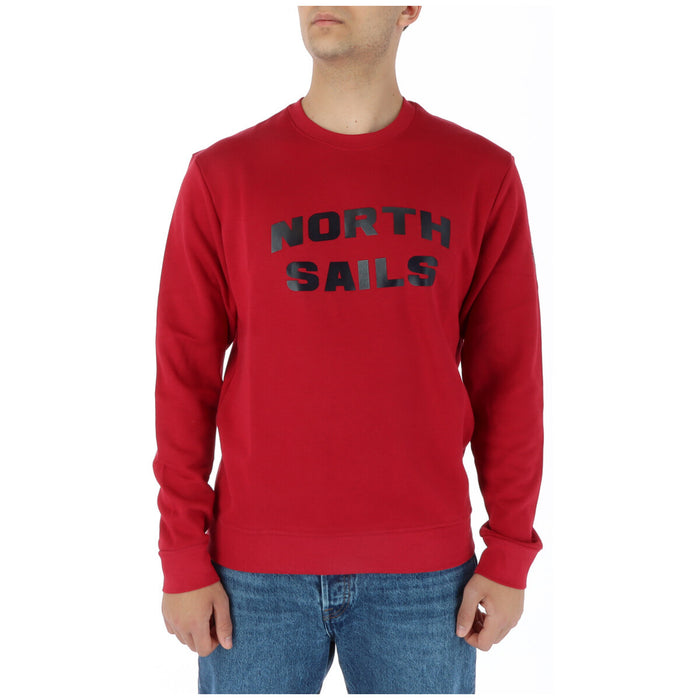 Sweat col rond homme rouge North Sails lettres arquées imprimées noir logo manche — Delvale