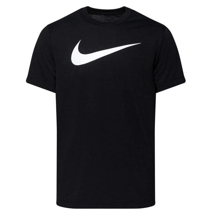 Image 6 : T-shirt Nike homme bleu marine Swoosh, détail de la composition textile et de la finition des manches — Delvale