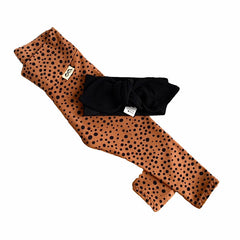 Tan Abstract Dots Leggings with Black Headband