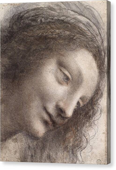 The Head of the Virgin in Three-Quarter View Facing Right - Canvas Print