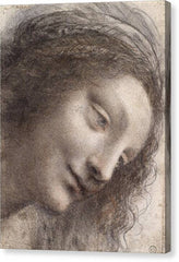 The Head of the Virgin in Three-Quarter View Facing Right - Canvas Print