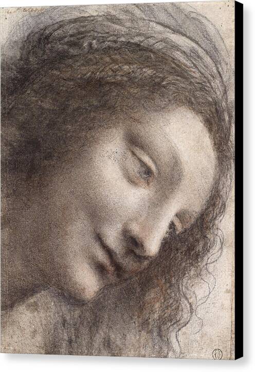 The Head of the Virgin in Three-Quarter View Facing Right - Canvas Print